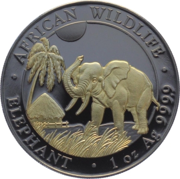 Somalia 100 Schilling Silber 2017 Elefant - 1 Unze Feinsilber - Schwarz Ruthenium Veredelung
